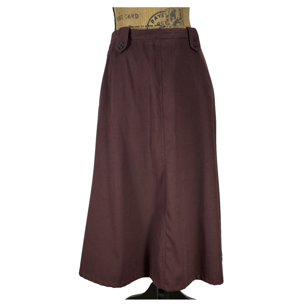 Coldwater Creek Skirt 12P Dark Purple A Line Pockets‎ Elastic Back Button Detail